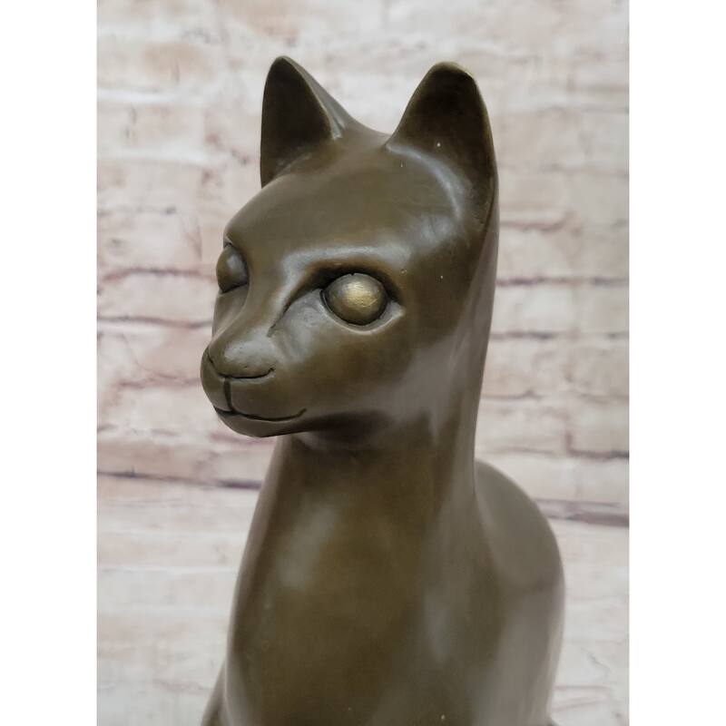 Hot Cast Bronze Metal Sitting Imitative Cat Sculpture Statue Figure Feline Collectible Art