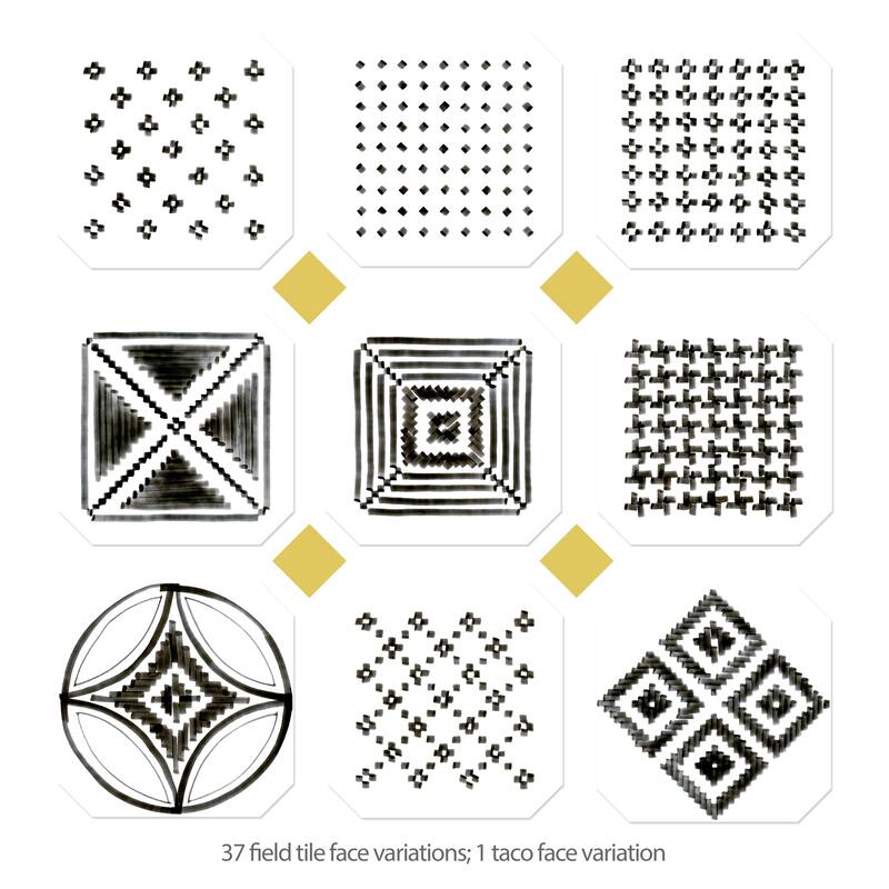 Merola Tile Vaudeville Octagon Deco Sombra with Taco Lima 7-7/8" x 7-7/8" Porcelain Floor and Wall Tile