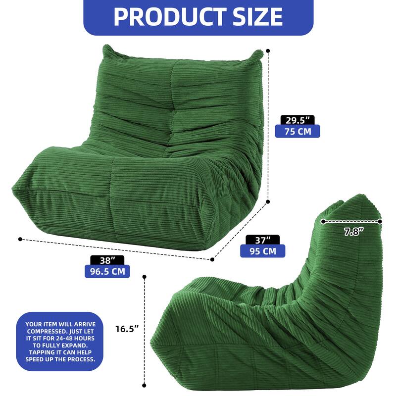 Moasis Cordury Fireside Bean Bag Chairs with Memory Foam for Adults