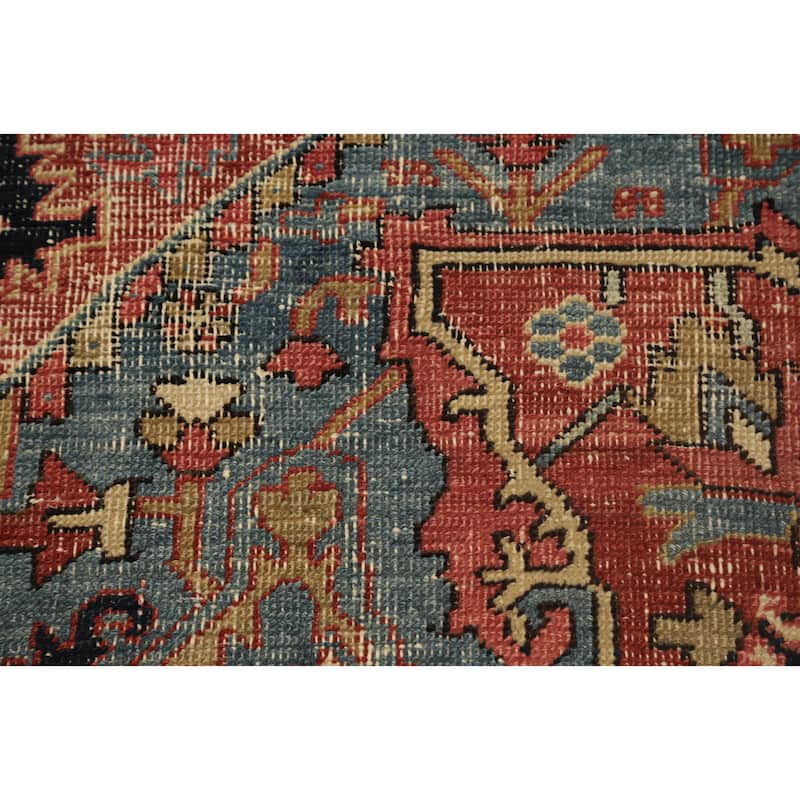 Hand Knotted Oriental 100% Wool Carpet Traditional Medallion Oranges & Rust Heriz (serapi) Area Rug - 9' 11'' X 7' 0''