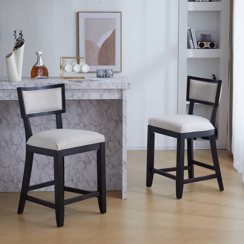 26.5" Counter Stools Set of 2, Upholstered Counter Height Bar Stools with Comfy Back