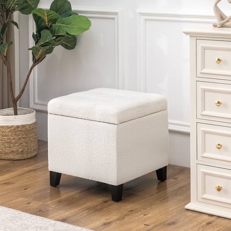 Adeco Bonded Leather Square Tufted Cubic Cube Storage Ottomans