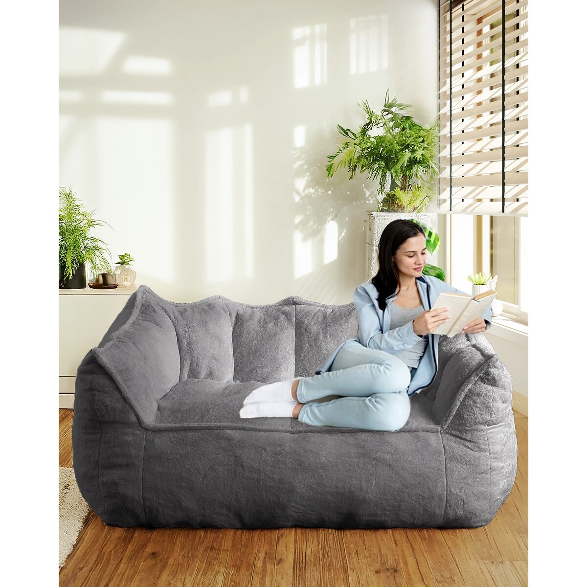 Large Oversized Bean Bag Sofa for Adults, Foam Filled Bean Bag