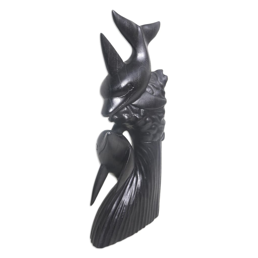 Novica Handmade Dolphins On The Reef Wood Sculpture