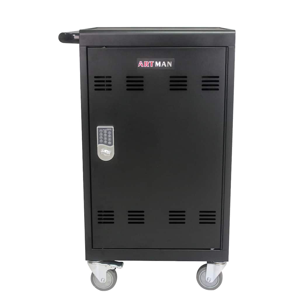 Mobile Charging Cart and Cabinet for Tablets Laptops 30-Device With Combination Lock