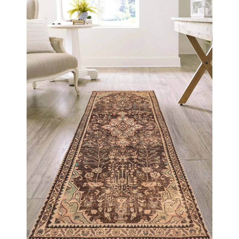 ECARPETGALLERY Hand-knotted Antalya Vintage Brown Wool Rug - 3'5 x 10'7