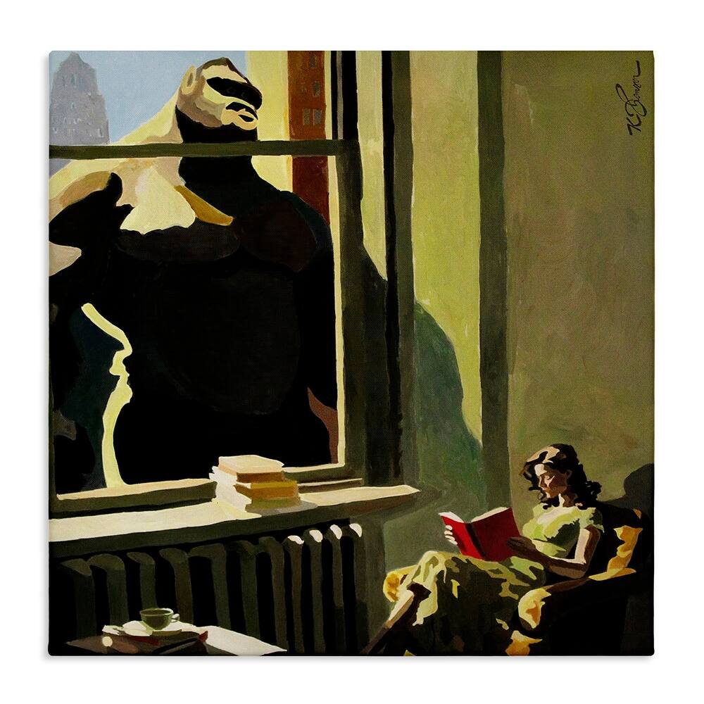 Stupell Gorilla in Window Scene Canvas Wall Art Design By Keith Thomson