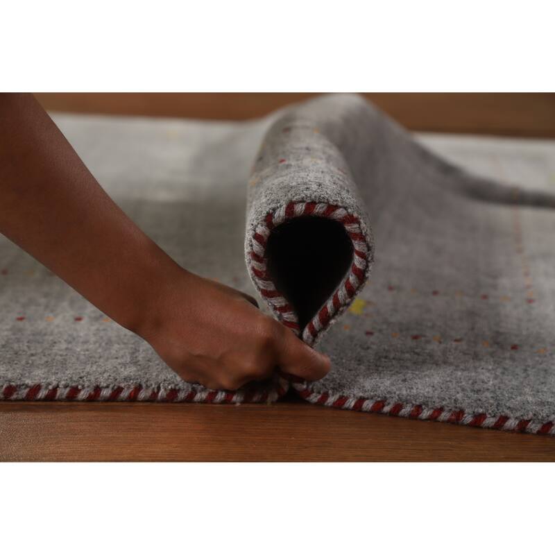 Hand Knotted Oriental 100% Wool Carpet Tribal Tribal Greys & Charcoal Gabbeh Area Rug - 7' 10'' X 5' 1''