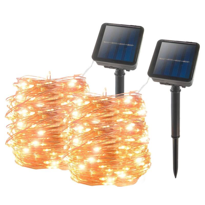 200 LED Solar Powered Copper Wire String Led Strip Fairy Garland Outdoor Light - 2 Lights