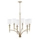 preview thumbnail 3 of 6, Abbie 31" 6-light Chandelier w/ White Fabric Stay-Straight Shades