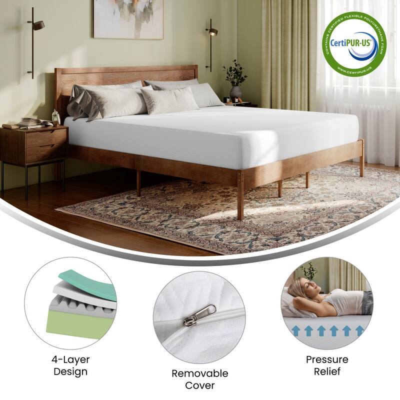 Green Tea Cooling Gel 4-Layer Memory Foam Mattress in a Box