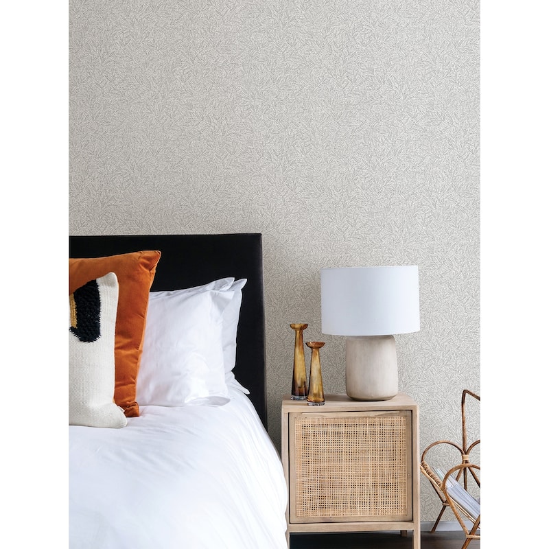 Advantage Sayuri Silver Leaf Trail Wallpaper - 20.9in x 396in x 0.025in - 20.9in x 396in x 0.025in