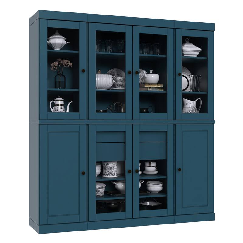 Palace Imports 100% Solid Wood Pantry Cabinet, 2 Drawers, Adjustable Shelves, 65" Wide, 71.5" Tall - 65" x 71.5"