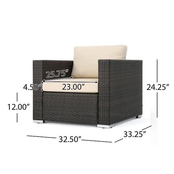 dimension image slide 5 of 15, Christopher Knight Home Santa Rosa Outdoor 7-piece Wicker Seating Sectional Set