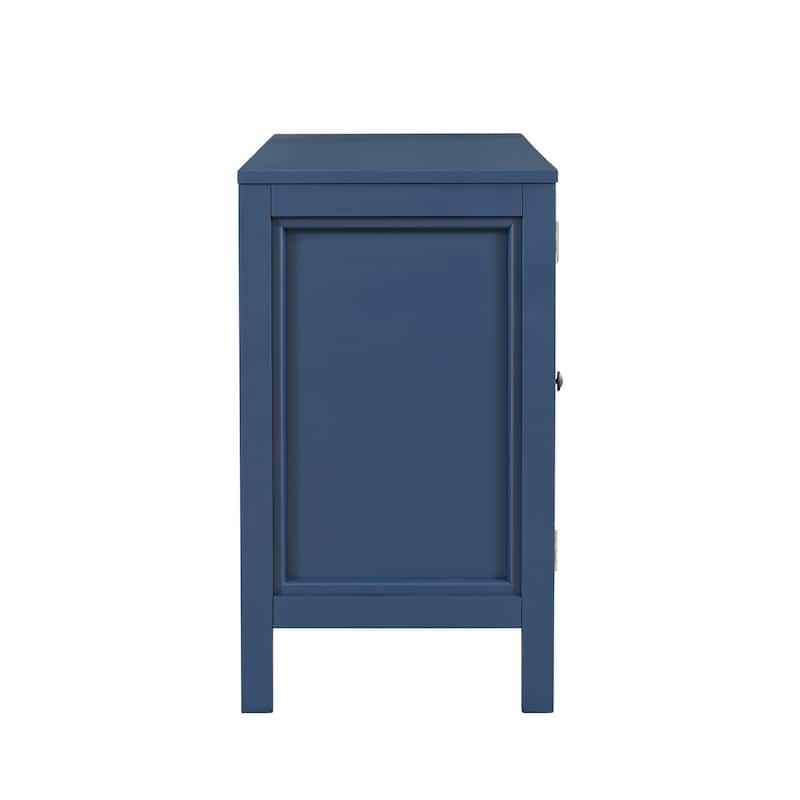 Modern American Design 3-Door Sideboard with Artistic Curved Swirl Doors, Adjustable Shelves, Perfect for Home Storage