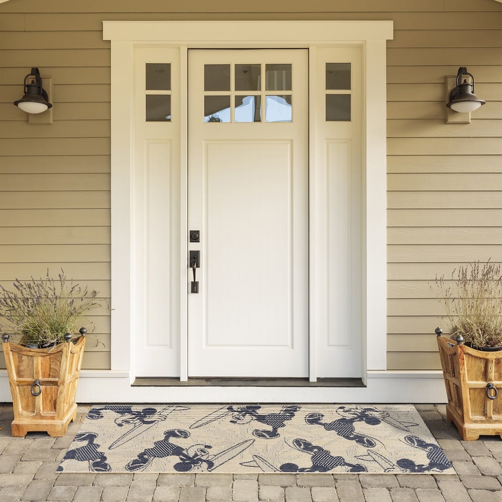 Disney Mickey Mouse Studio Modern Classic UV Protected Polypropylene Flatweave Indoor/ Outdoor Area Rug Collection