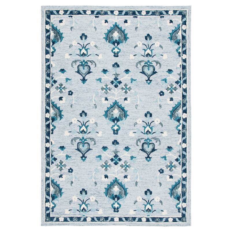 SAFAVIEH Handmade Metro Orestilla French Country Wool Rug - 6' Square - Blue/Ivory