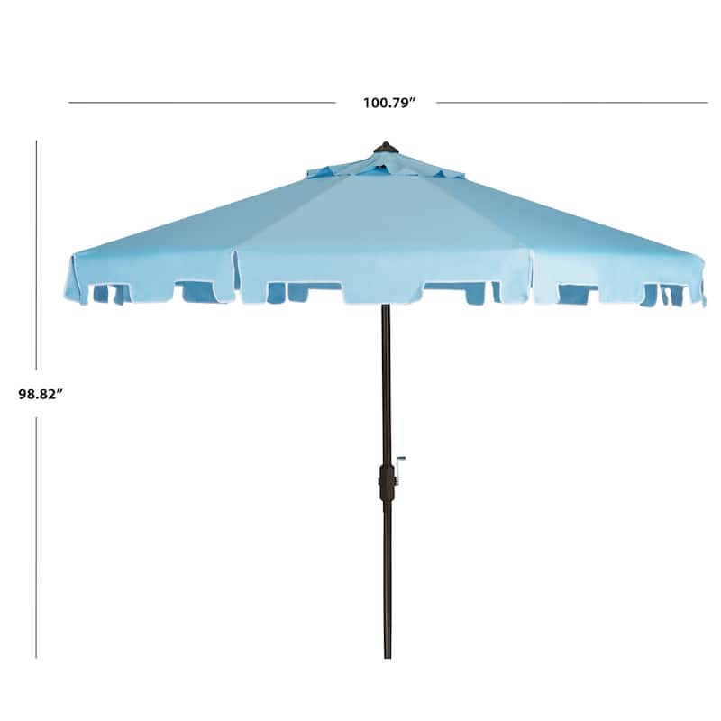 SAFAVIEH Sinica Aluminum Tilt And Crank 9-Foot Crank Market Patio Umbrella with Flap