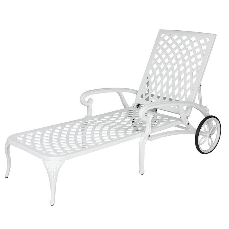 Outdoor Single Cast Aluminum Adjustable Chaise Lounge