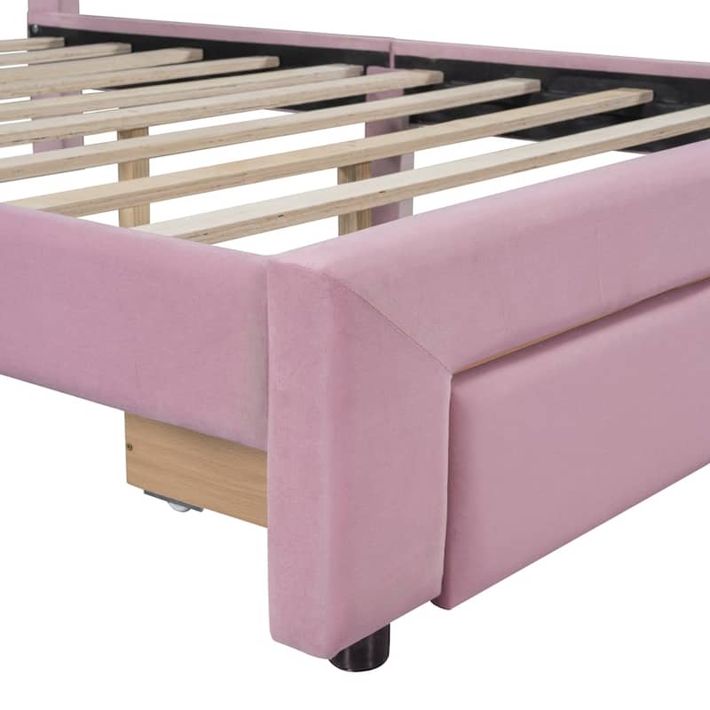 Upholstered Platform Bed with a Big Drawer