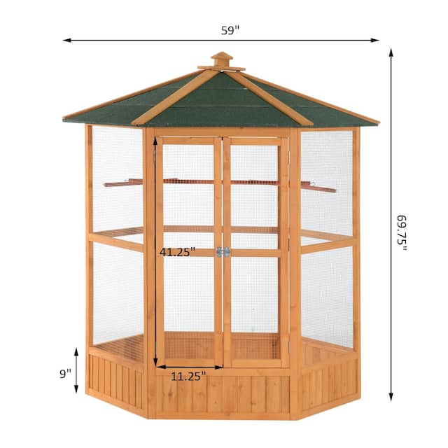 Pawhut Hexagonal Outdoor Aviary Bird Cage Overstock 18004721