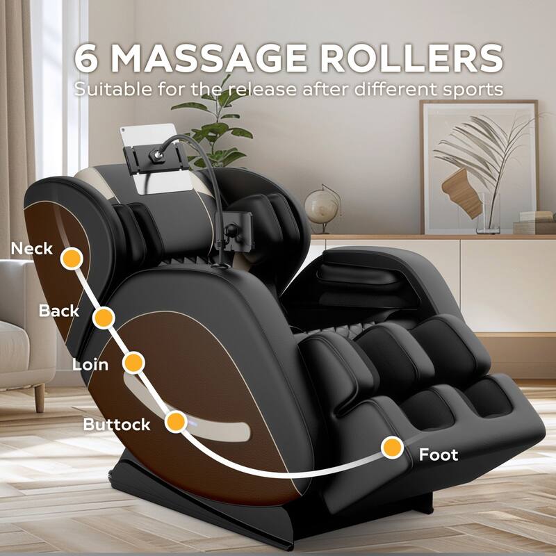 Luxury Zero Gravity Full-Body Massage Chair with Heating, Bluetooth Audio, and Foot Rollers - Home Relaxation Recliner