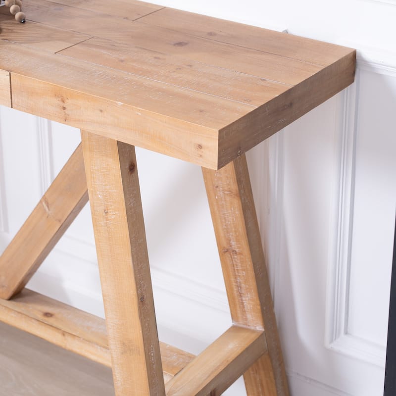 58.5" Farmhouse A- frame Wood Console Table, Spacious Surface