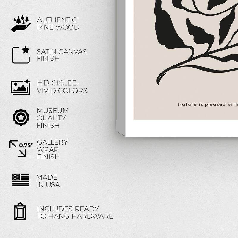 Wynwood Studio Canvas Floral and Botanical Simplicity in Nature Black and Light Gray Modern & Contemporary Wall Art Canvas Print