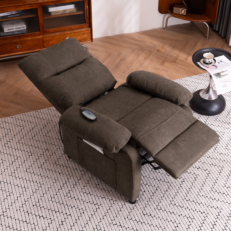 160° Recliner Chair for Elderly Seniors-Power Reclining Chair with 8-Point Massage & Heating, Soft Chenille Fabric