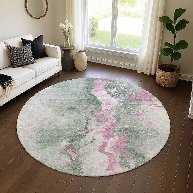 Premium Washable Super Soft Glam Chic Mayfield Rug - Sage - 8' x 8'