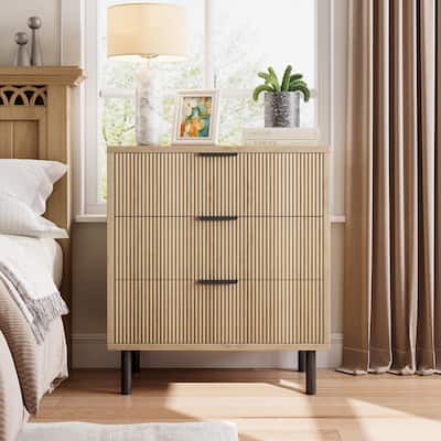 3/5/6 Drawer Fluted Dresser for Bedroom, Modern Wide Chest of Drawers with Metal Legs