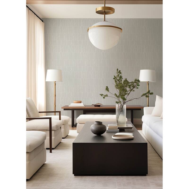 A-Street Prints Huntington Silver Geometric Stripe Wallpaper