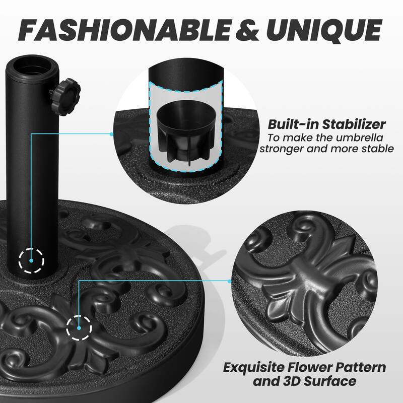 Round Outdoor Patio Market Umbrella Base Holder Filled with Concrete Cement for Table Umbrella