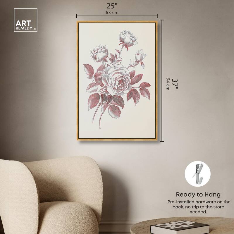 Breezy Red Pencil Blooms II Canvas by Art Remedy