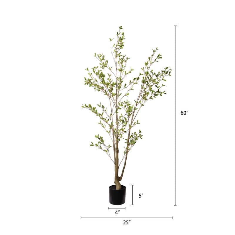 5FT Realistic Artificial Olive Tree in Black Pot - Lifelike Indoor Faux Plant for Home & Office Decor