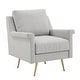 preview thumbnail 1 of 9, Cade Grey Fabric Accent Chair with Gold Metal Legs by iNSPIRE Q Modern Grey