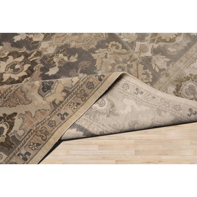 Grey Hand Knotted Wool Rug Distress Traditional Oushak 7'9"x11'1" - 7' 9'' x 11' 1''