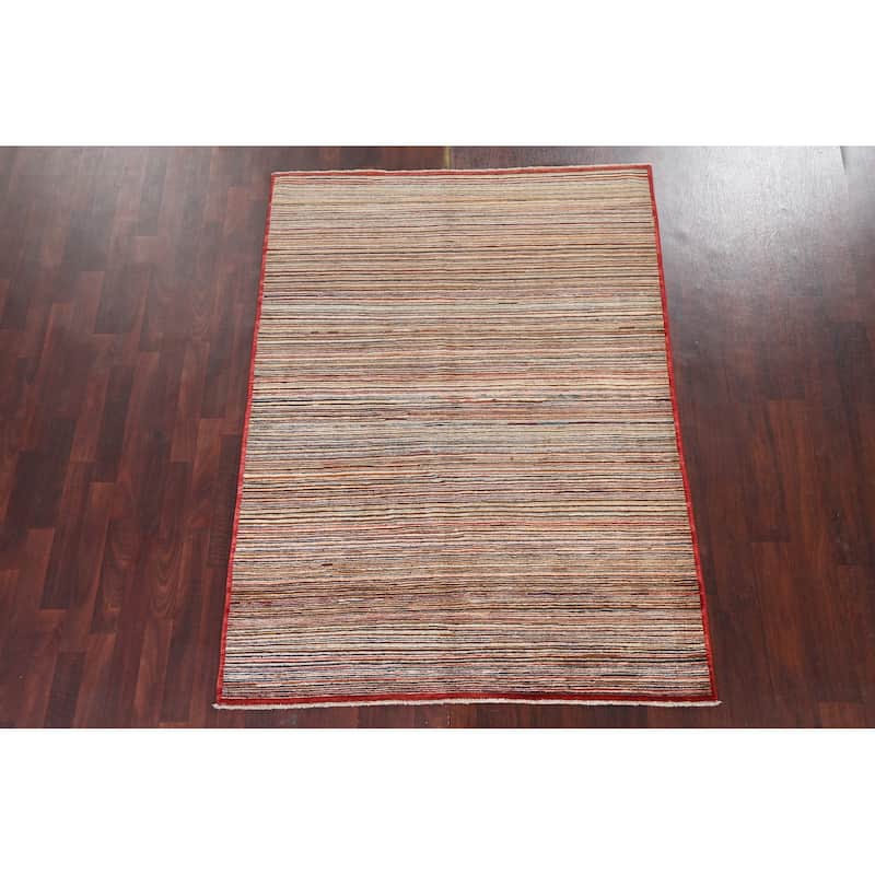 Striped Modern Gabbeh Kashkoli Oriental Area Rug Handmade Wool Carpet - 4'9" x 6'6"