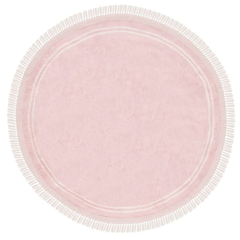 SAFAVIEH Easy Care Machine Washable Vincente Ilva Rug - 6' Round - Pink/Ivory - Round