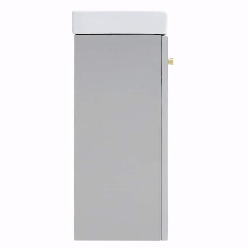 16" Wall-Mounted Bathroom Vanity Combo Cabinet with Ceramic Basin