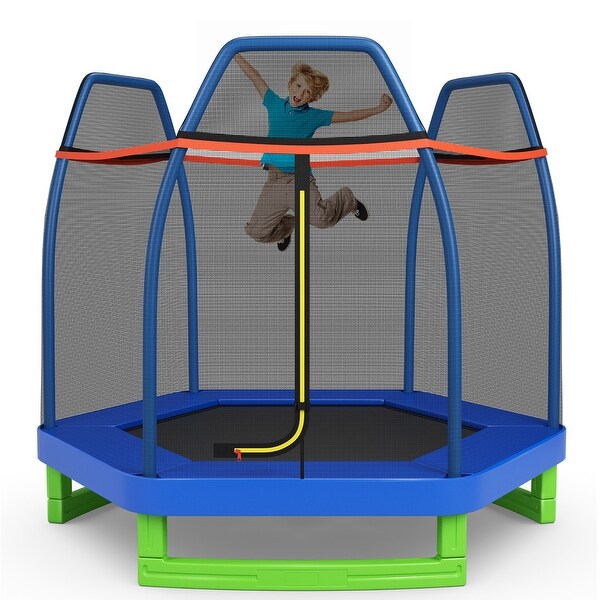 Costway round exercise jumping sales trampoline with safety pad