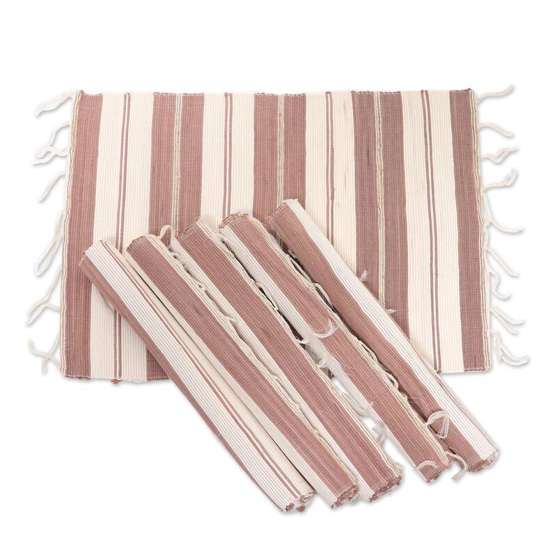 Novica Handmade Natural Cocoa Natural Fiber And Cotton Placemats (Set Of 6)