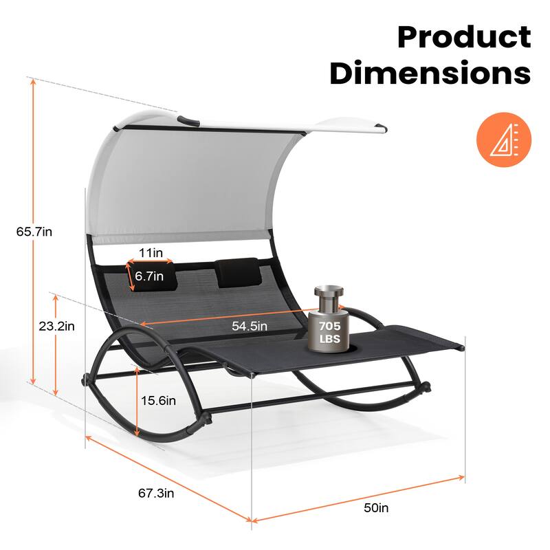 Outdoor Patio Double Chaise Lounge Chair