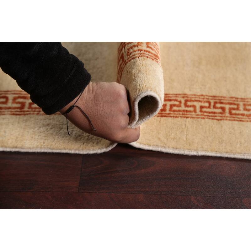 Neutral Gabbeh Kashkoli Oriental Runner Rug Wool Hand-knotted Carpet - 2'7" x 9'3"