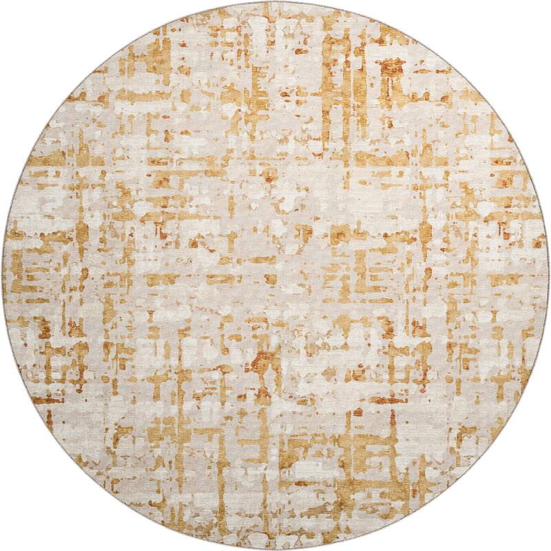 Indoor/ Outdoor Bravado Abstract Crosshatch Caramel Washable Area Rug