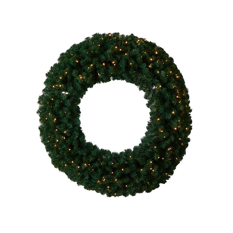 Pre-Lit Pine Artificial Christmas Wreath, 48-Inch, Warm White LED Lights
