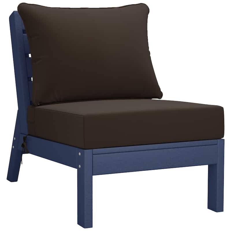 Polytrends Birchwood All Weather HDPE Outdoor Patio Deep Seating Navy Blue Sofa With Cushions (3-Piece)