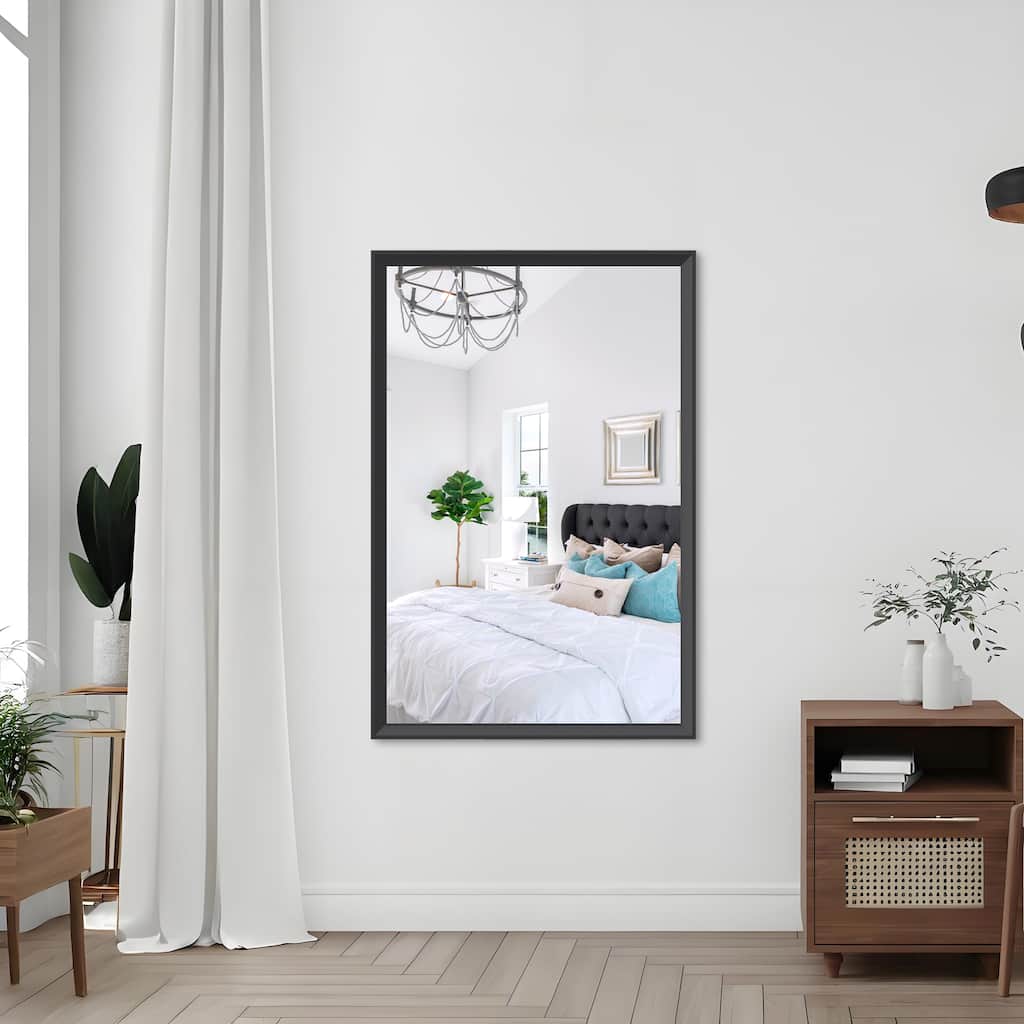 48"x32" Oversized Modern Rectangle Bathroom Mirror with Frame Decorative Large Wall Mirrors with Aluminum Frame