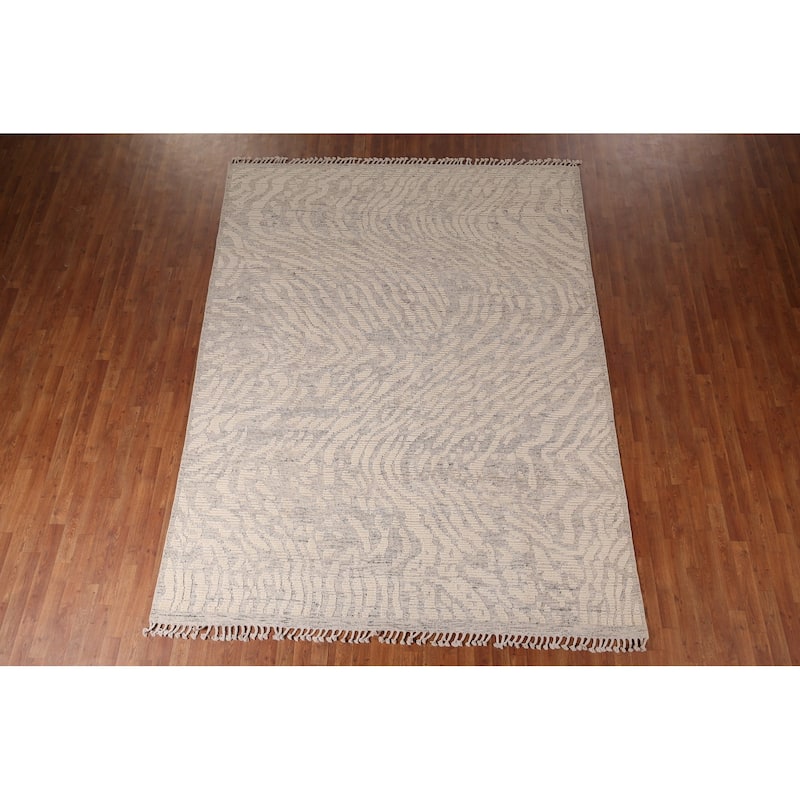 All-Over Moroccan Abstract Area Rug Handmade Wool Carpet - 7'11"x 10'4"