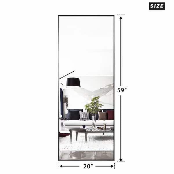 dimension image slide 13 of 20, Modern Aluminum Alloy Thin Framed Full Length Floor Mirror
